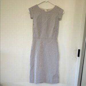 J. Crew Navy and White Striped Midi Dress